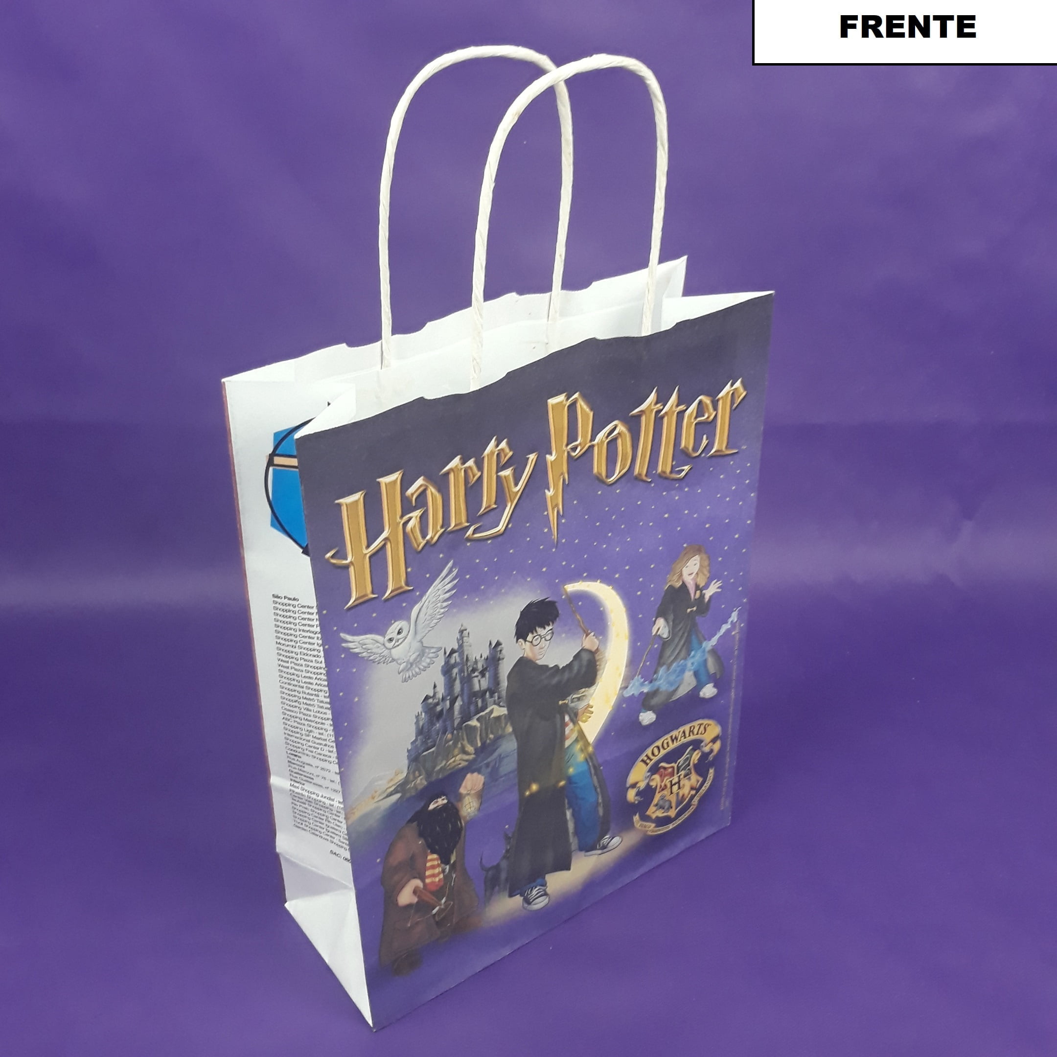 Kit 5 Sacolas de Papel Tema Harry Potter Para Festa Evento Brinde Reutilização