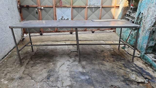 Mesa Bancada Inox Grande 2,90m x 89cm x 94cm Usada (Avariada)