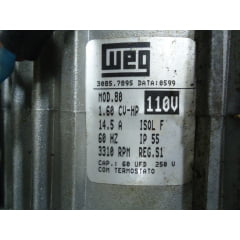 Motor de Indução para Wap Monofásico Weg 1,60cv 3310rpm Usado