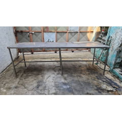 Mesa Bancada Inox Grande 2,90m x 89cm x 94cm Usada (Avariada)