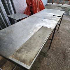 Mesa Bancada Inox Grande 2,90m x 89cm x 94cm Usada (Avariada)